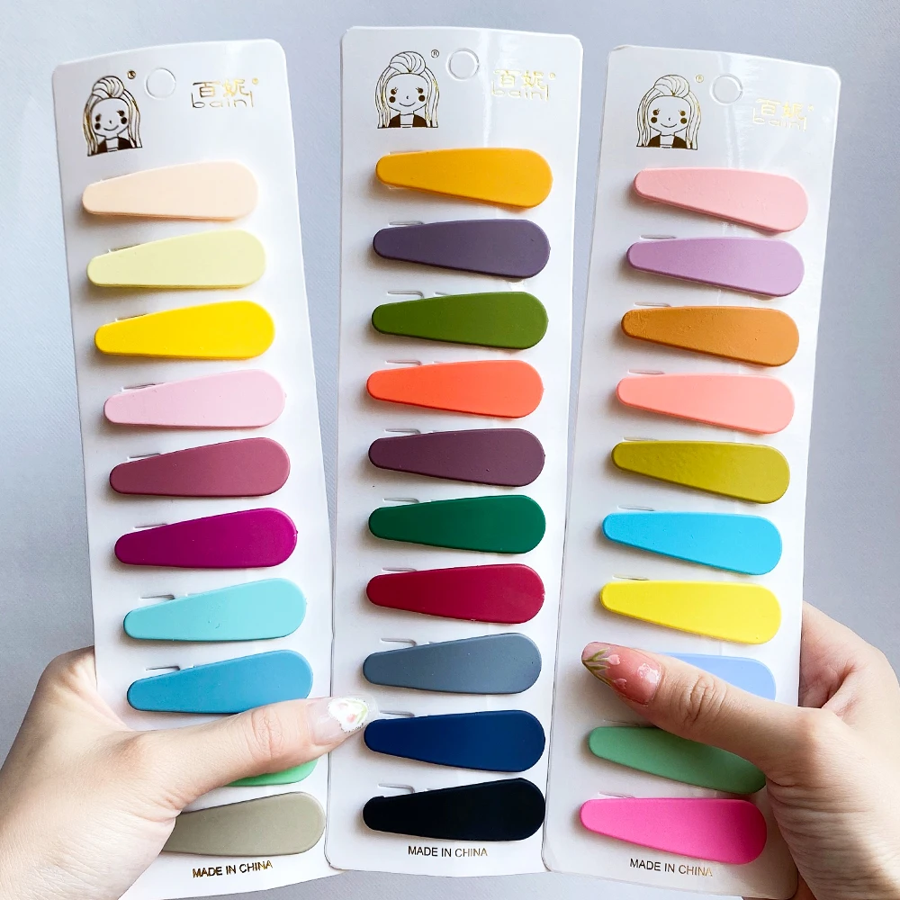 Fashion Solid Hairpins Hair Accessories 2Inches Square Waterdrop Shape BB Clip 10Pcs/Set hair accessories
