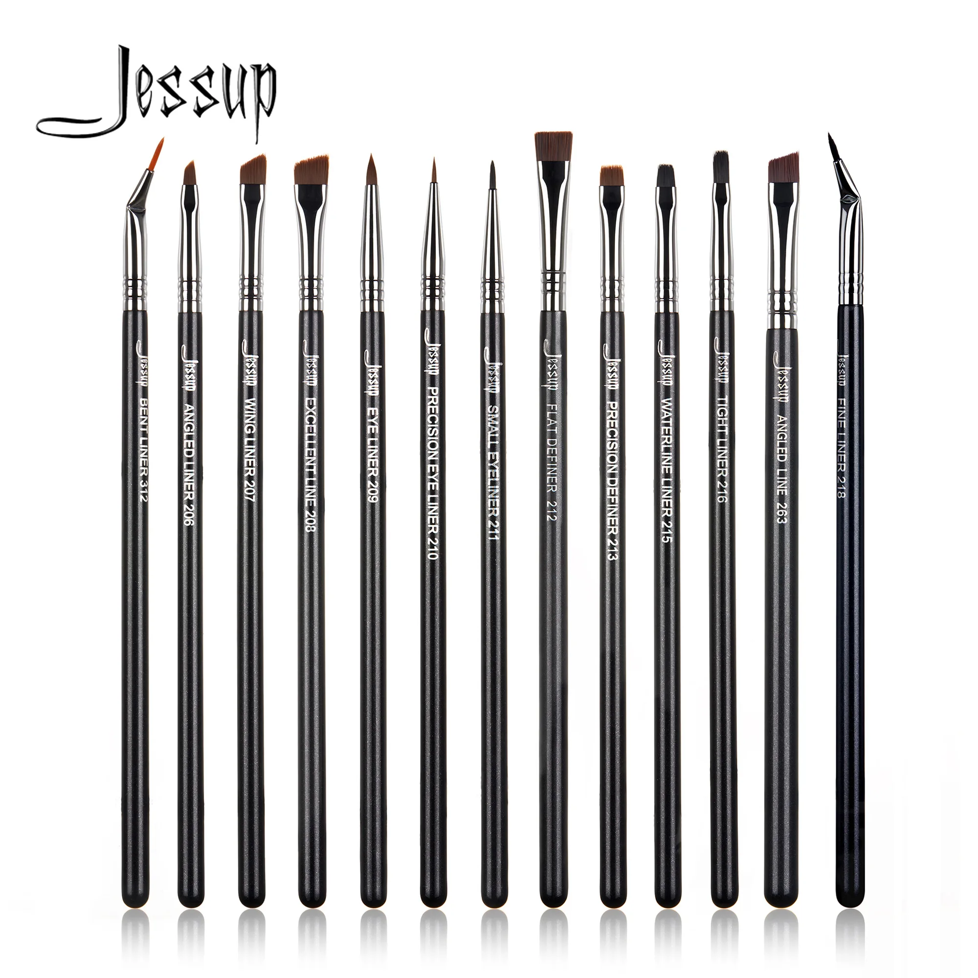 Jessup Eyeliner Brush Makeup Thin Bent Precision Angled Flat Definer