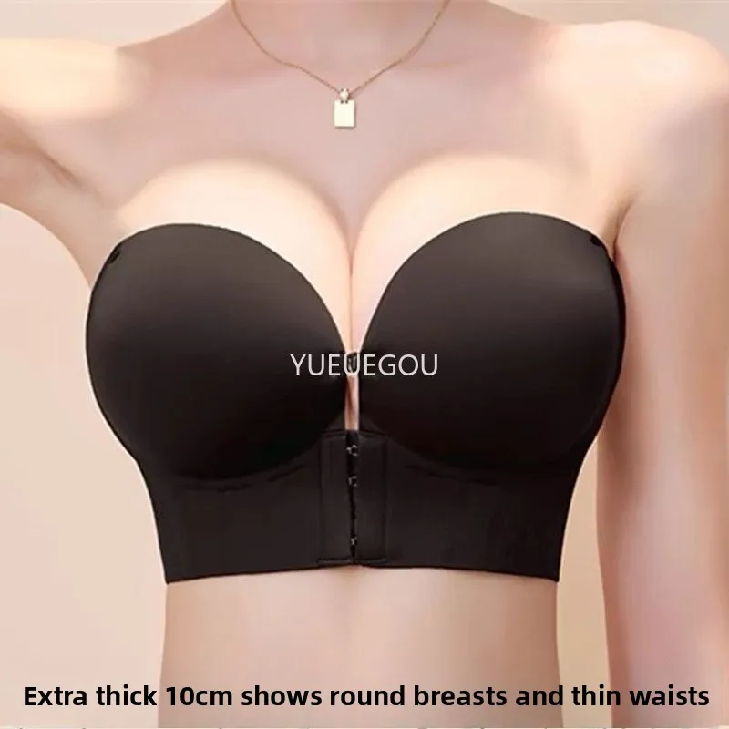 10CM Extreme Push Up Strapless Bra Front Closure Anti Slip Lift for Small Chest No Side Bulge Perky Fake Boobs AA A B Cups 2