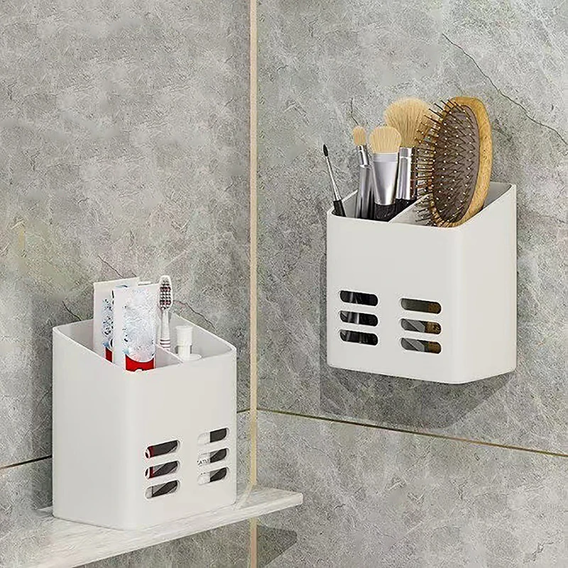 Bathroom Shelf Makeup Storage Organizer No Drill Toiletries Shelves Wall Mount Comb Skin Care Product Rack Bathroom Accessories 3
