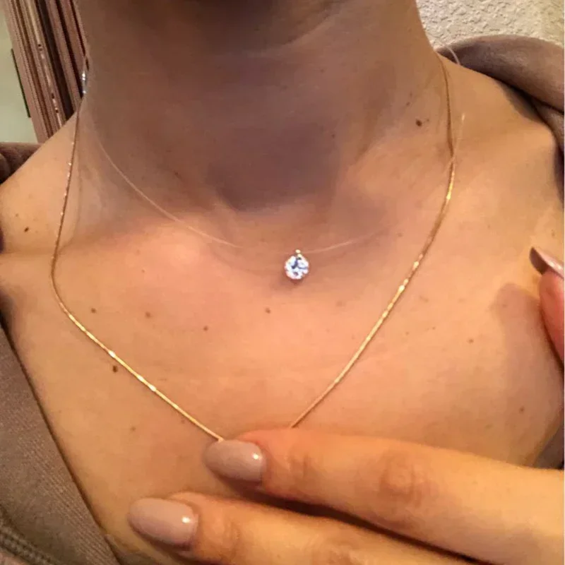 Collana d zrcone abbaglante d Colore Argento e Lnea d Pesca
