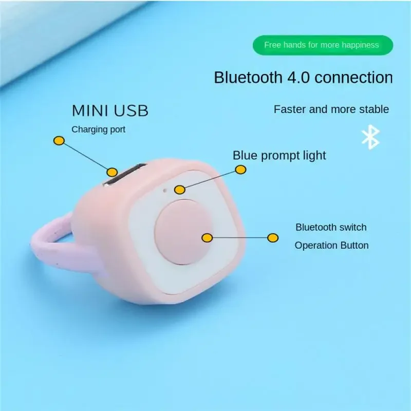 Rechargeable Wireless Shutter Release Button Mini Fingertip Ring Remote Control Phone Selfie Controller Self-Timer