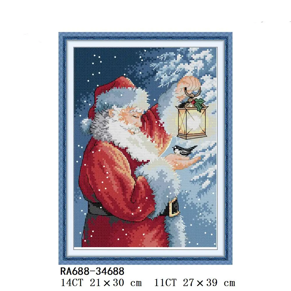 Joy Sunday Santa's Gift Chirstmas Cross Stitch Kit counted And Stamped Canvas Santa Claus Cross Stitch RA686 RA688 RA689