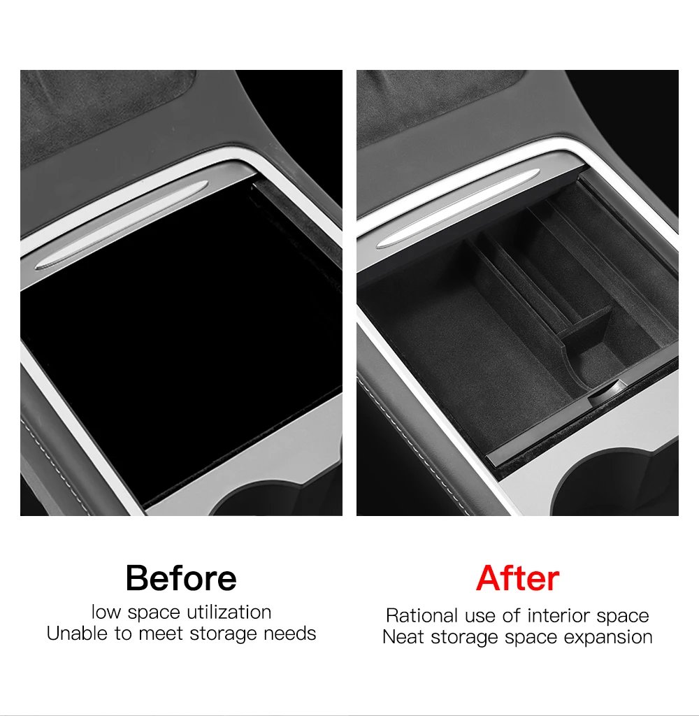 YZ For Tesla Model 3 Medel Y Storage Box Center Armrest Hidden Box Cup Holder Organizer 2023 2022 Car Accessories