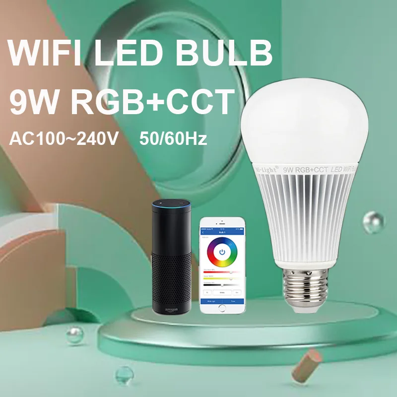

Milight 9 Вт Wifi RGB + CCT Светодиодная лампа YB1 2,4G Беспроводная Светодиодная лампа 2700K-6500K WIFI смартфон с голосовым управлением