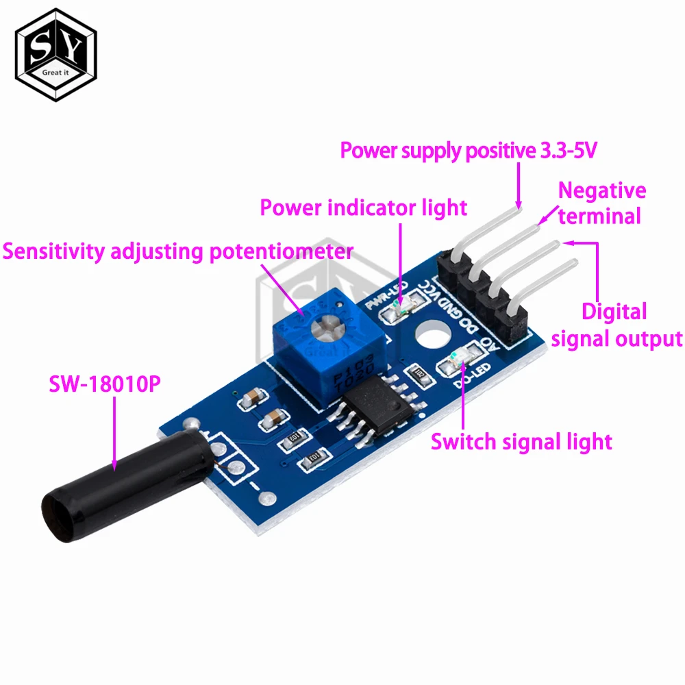 1PCS /5pcs  Normally open shock sensor module for arduino vibration sensor module alarm module