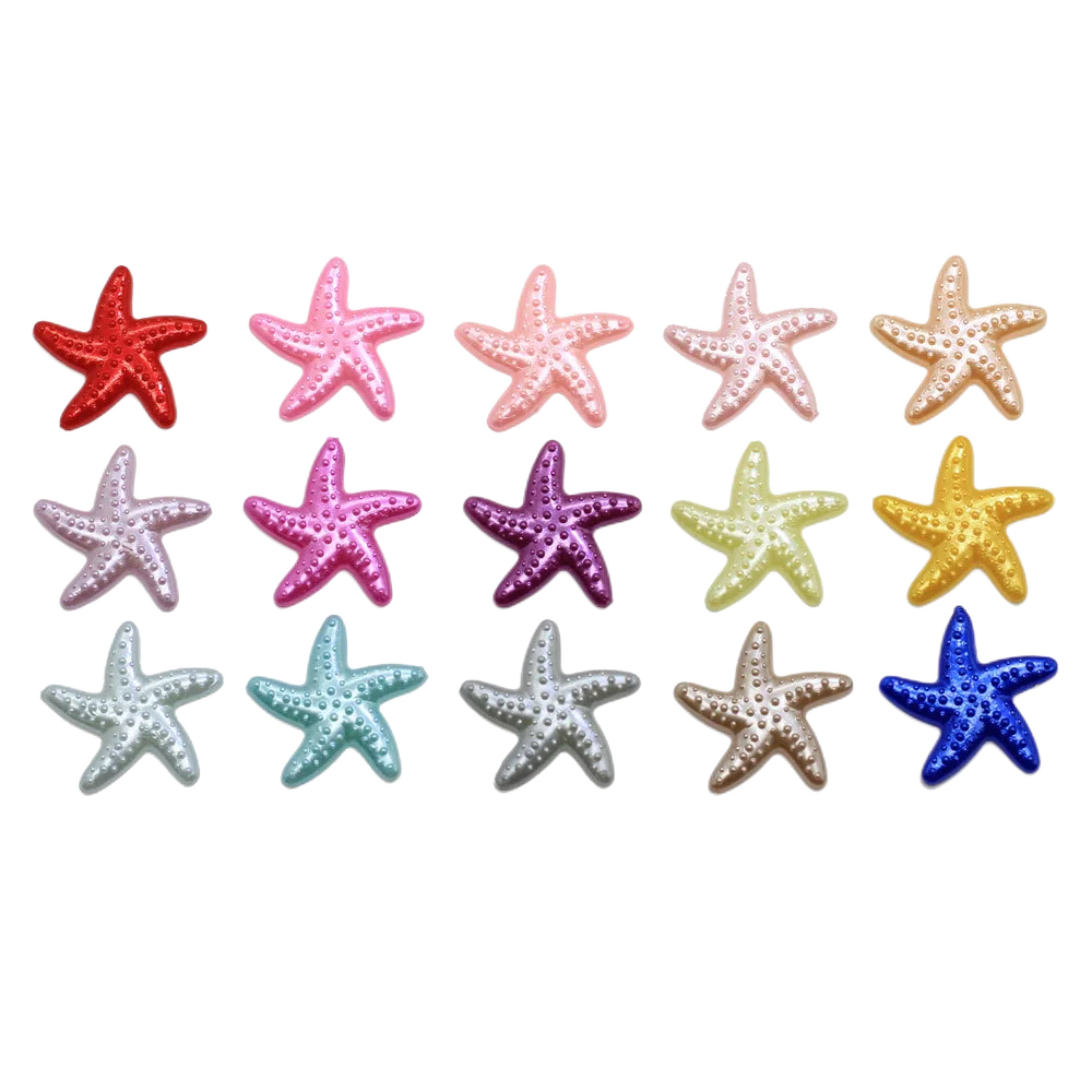 100PCS Flatback Imtation Pearl Sea Star Cabochons For Scrapbook Embellishments Phone Case Decoration Supplies-18mm