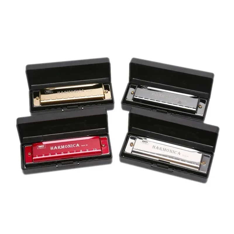 Diatonic Harmonica 10 Holes Blues Harp Mouth Organ Key of C Professional Musical Instruments Color Black ABS Comb
