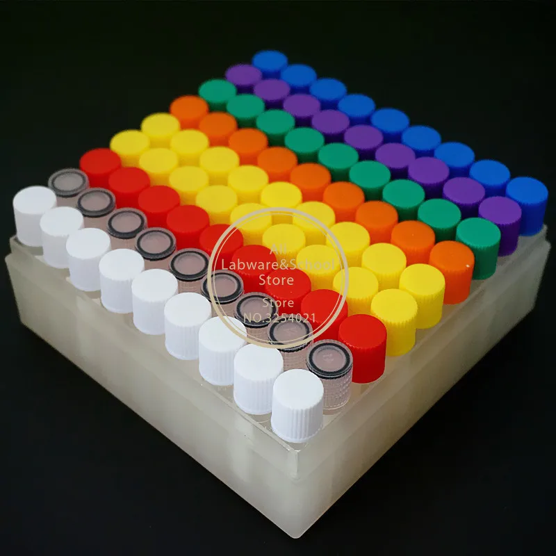 81 Pieces Plastic 1.8ml Freezing Tube + One Piece 81 Vents Plastic Freezing Tube Storage Box For Experiment