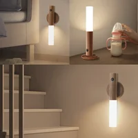 Rechargeable Human Body Induction Night Light Magnetic Motion Sensor Wood Wall Lamp Cabinet Light For Kitchen Stairs Wardrobe 2