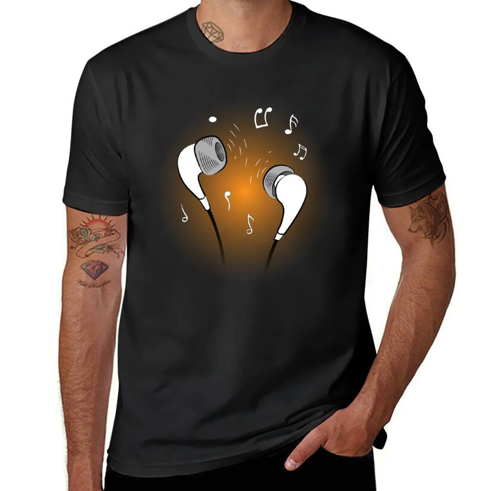 

Earphone, Music T-shirt vintage hippie clothes quick drying t shirts for men cotton