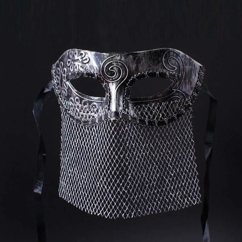 

Men Masquerade Mask With Mesh Veil Venetian Vintage Retro Mask Carnival Festival Cosplay Mardi Gras Party Prom Halloween Silver