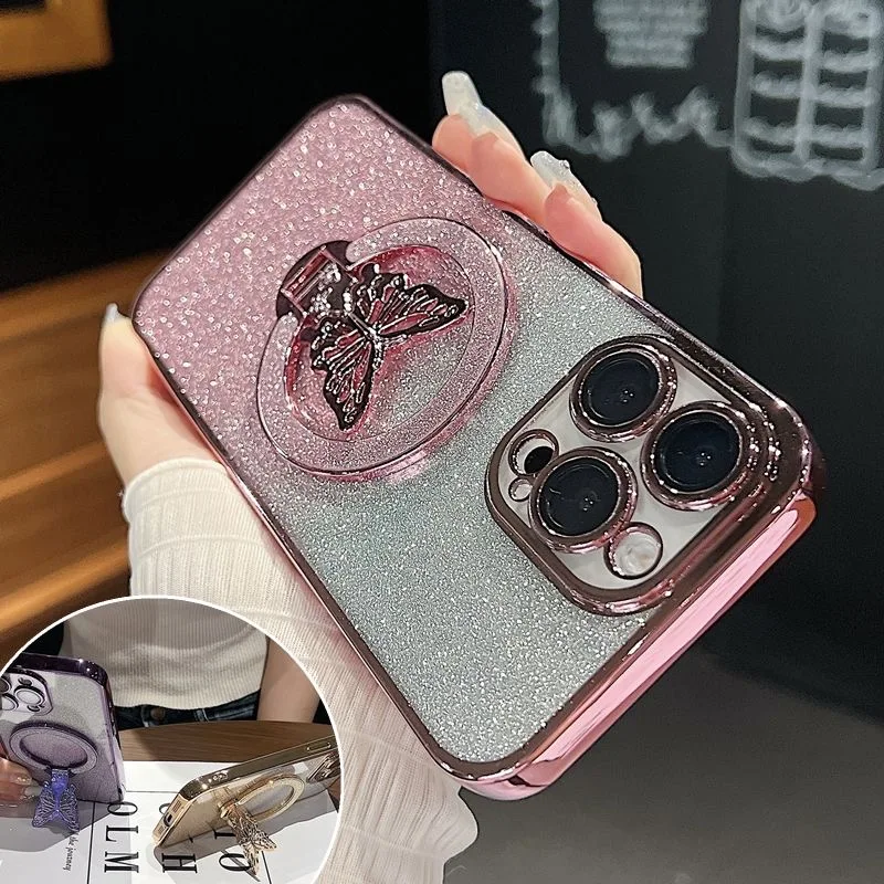 Butterfly Ring Stand Phone Case with Enhanced Grip and Stylish Protection
