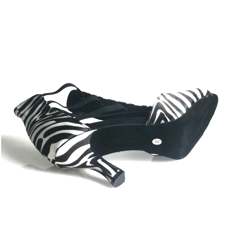 Buqima Women Latin Dance Shoes Rhinestones Soft Bottom Salsa Shoes For Dancing Ladies Sandals Women's Wedding Hight Heels 7.5CM