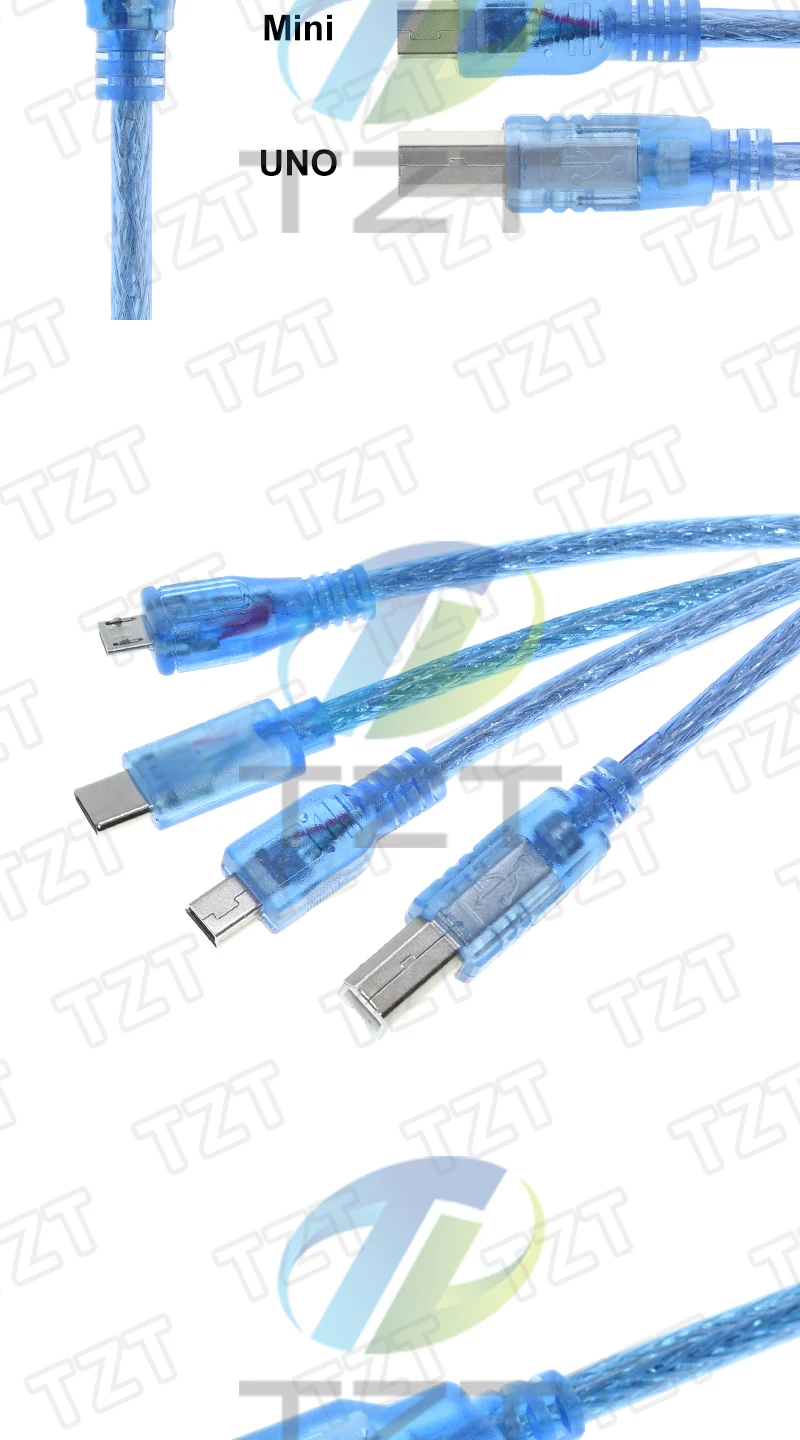 30 cm langes USB-Kabel für Uno R3/Nano/MEGA/Leonardo/Pro Micro/DUE Blau, hochwertiges A-Typ-USB/Mini-USB/Micro-USB-Kabel für Arduino – Detail 3