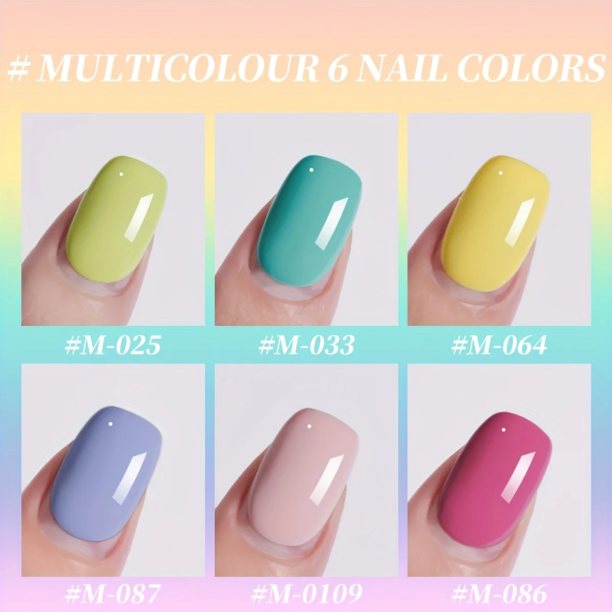 Vibrant Gel Nail Polish Set with High-Gloss Finish - 6-Piece Collection