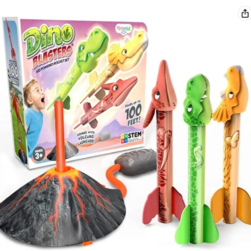 Kids Dinosaur Air Rocket Foot Pump Launcher Outdoor Air Pressed Stomp Soaring Rocket Toys Outdoor Parent-child Sport Game Toys