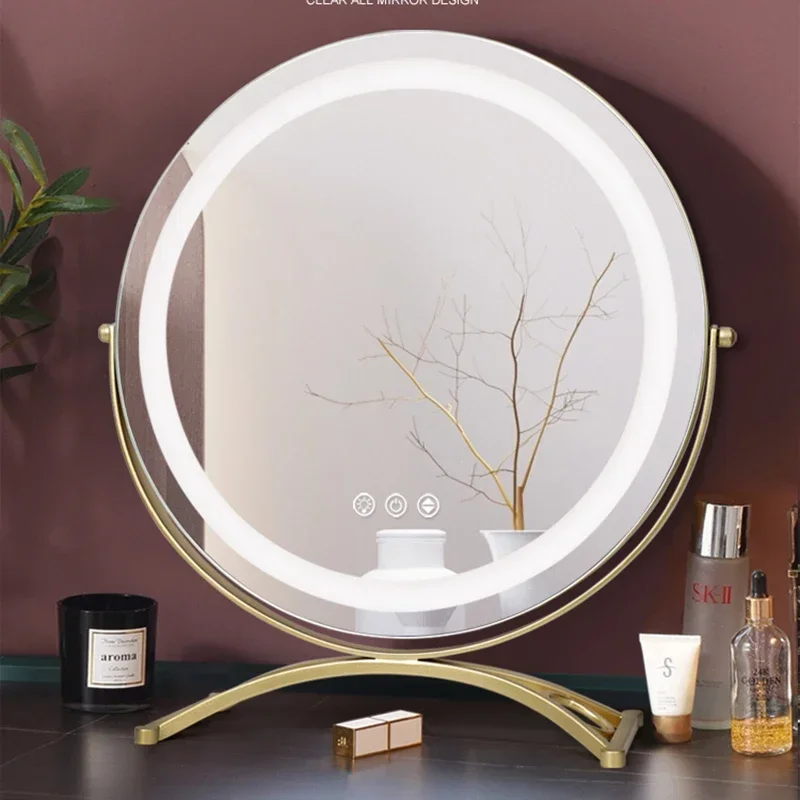 

Creative Makeup Mirror Light Led Bedroom Design Stand Mirror Aesthetic Nordic Round Dekoracyjne Lustra Home Indoor Decoration