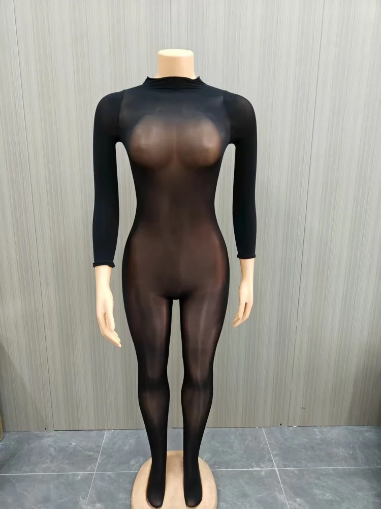 Wmstar Jumpsuits Women Wholesale Sexy Shiny Stockings See Through Tight Smooth Charming One Piece Suit Tight Alluring Fancy Club