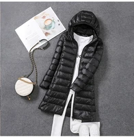 2023 Women Spring Jacket Ultralight Thin Packable Down Long Jacket  Female Hat Detachable Slim Fit Skirt Coat Portable Outwear - Image 4