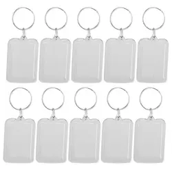 Lot Of 10Pcs Keyring DIY Detachable White Rectangle Photo Frame Keyring 3.3X5cm