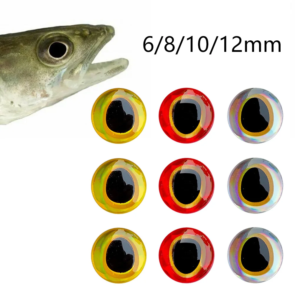 100PCS 6-12mm Angeln Locken Augen 3D-Holographische Simulation Fliegen Köder Künstliche Silber/Rot/gold Fisch Augen Aufkleber Für DIY Angeln