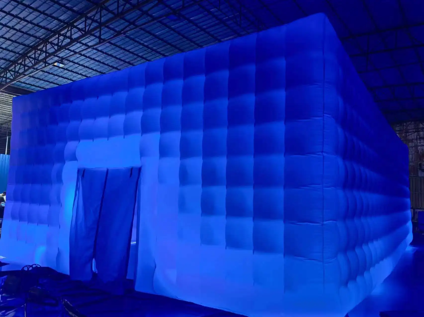 Portable Large Inflatable Cube Party Tent House With Led Lights White Black Nightclub Blow Up Night Club For Wedding Events 4