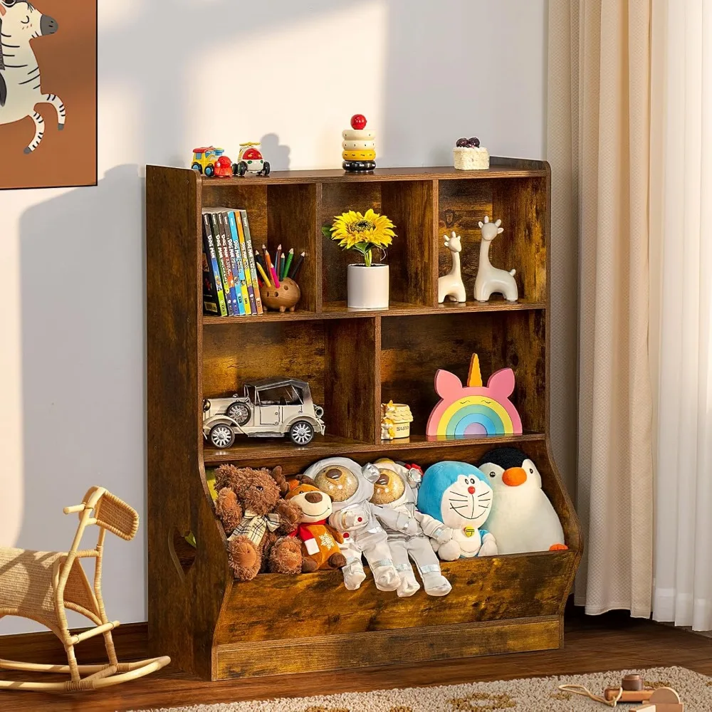 Kids Toy Storage Organizer, Children Small Bookcase and Bookshelf, Toddler Cubby Toy Storage Cabinet, Toy Shelf for Playroom 4