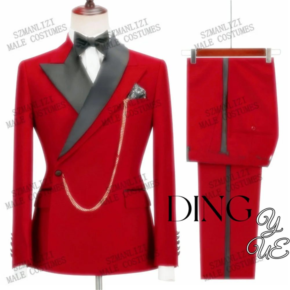 Men's Suit Fashion Formal Business Slim Fit 2-Pieces White Blazers Pant Men's Tuxedo Wedding Men Suits Groom Suit