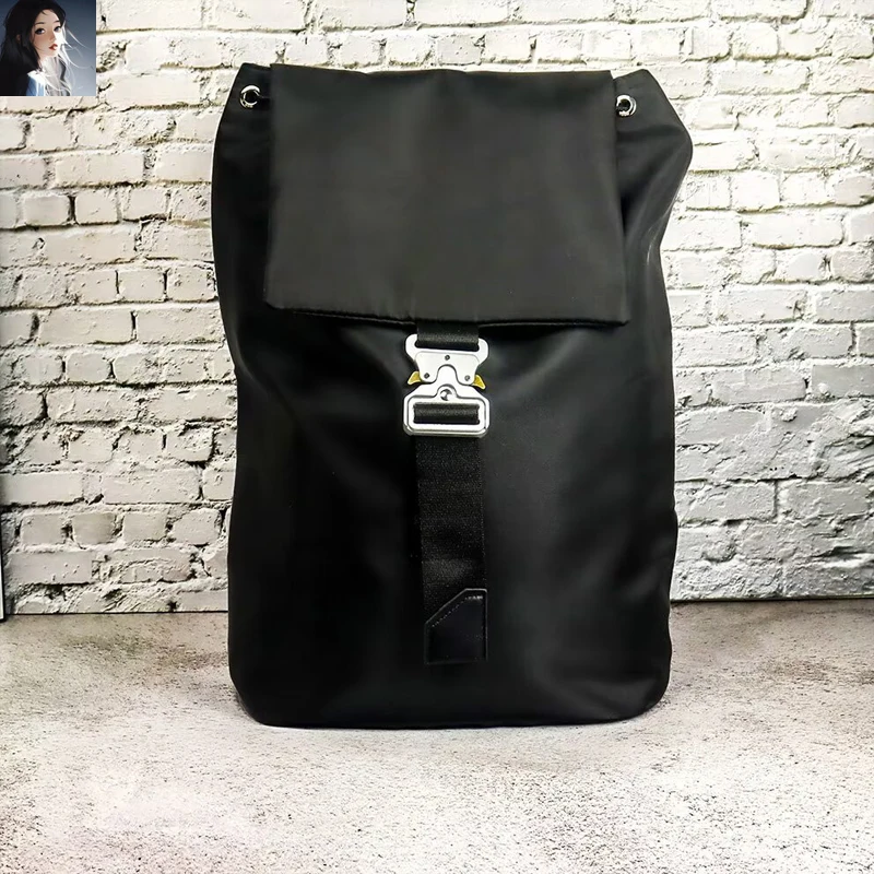 

Black 1017 ALYX 9SM Flap Cover Drawstring Backpack Men Women High Quality Four Seasons Knapsack Bag