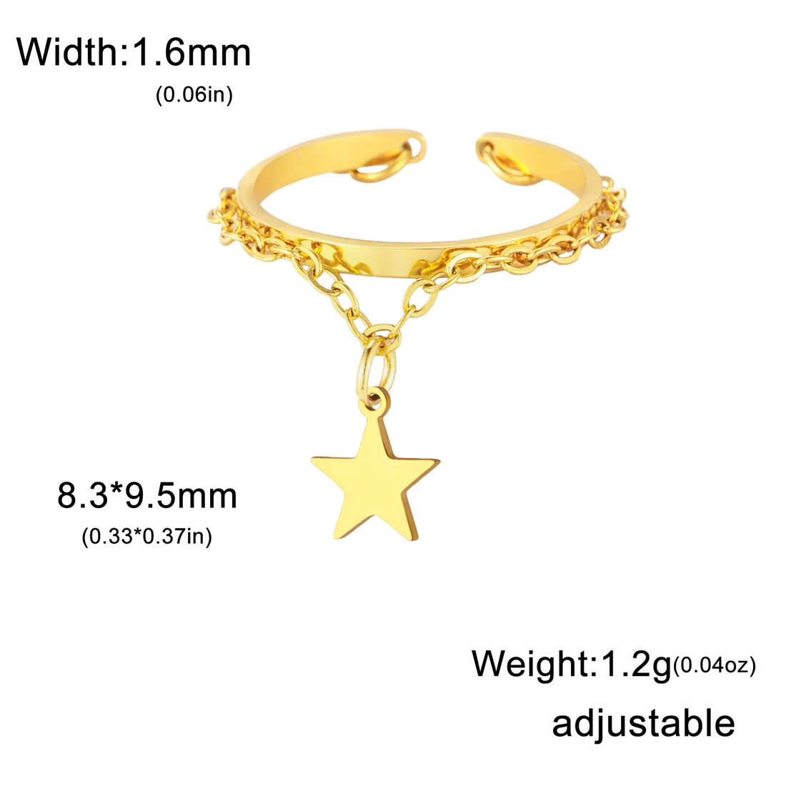 Davidstern Kreuz Ring Edelstahl Mode Planet Schmetterling Fünfeck Anhänger Ringe Doppelschichten Party Schmuck Geschenk – Detail 22