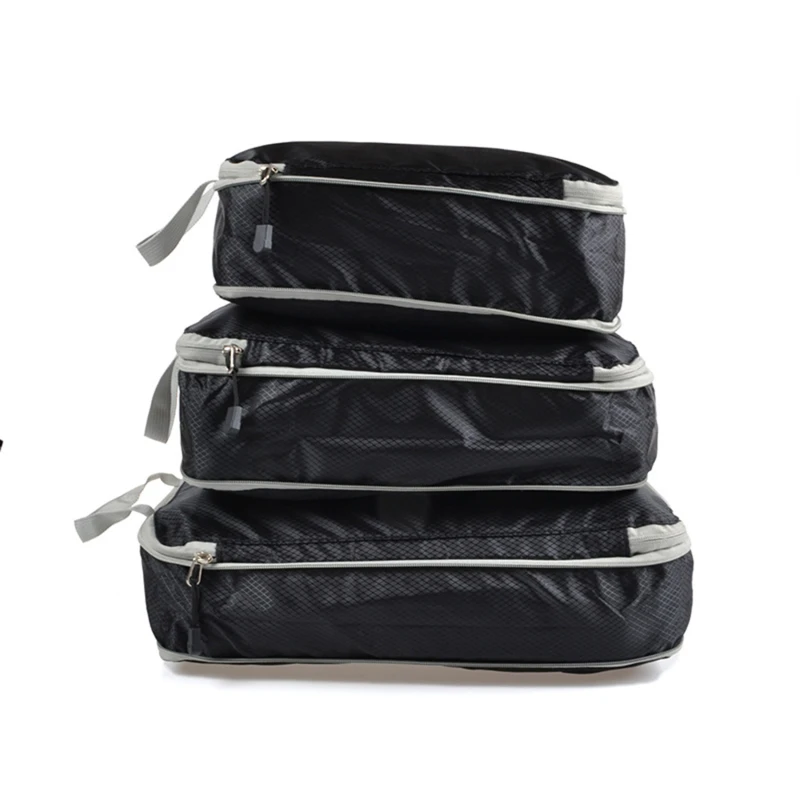 3PCS Compressed Packing Cubes Travel Storage Organizer Set Mesh Visual Luggage Portable Convenient Lightweight Suitcase Bag storage bag travel bags clothes storage bags