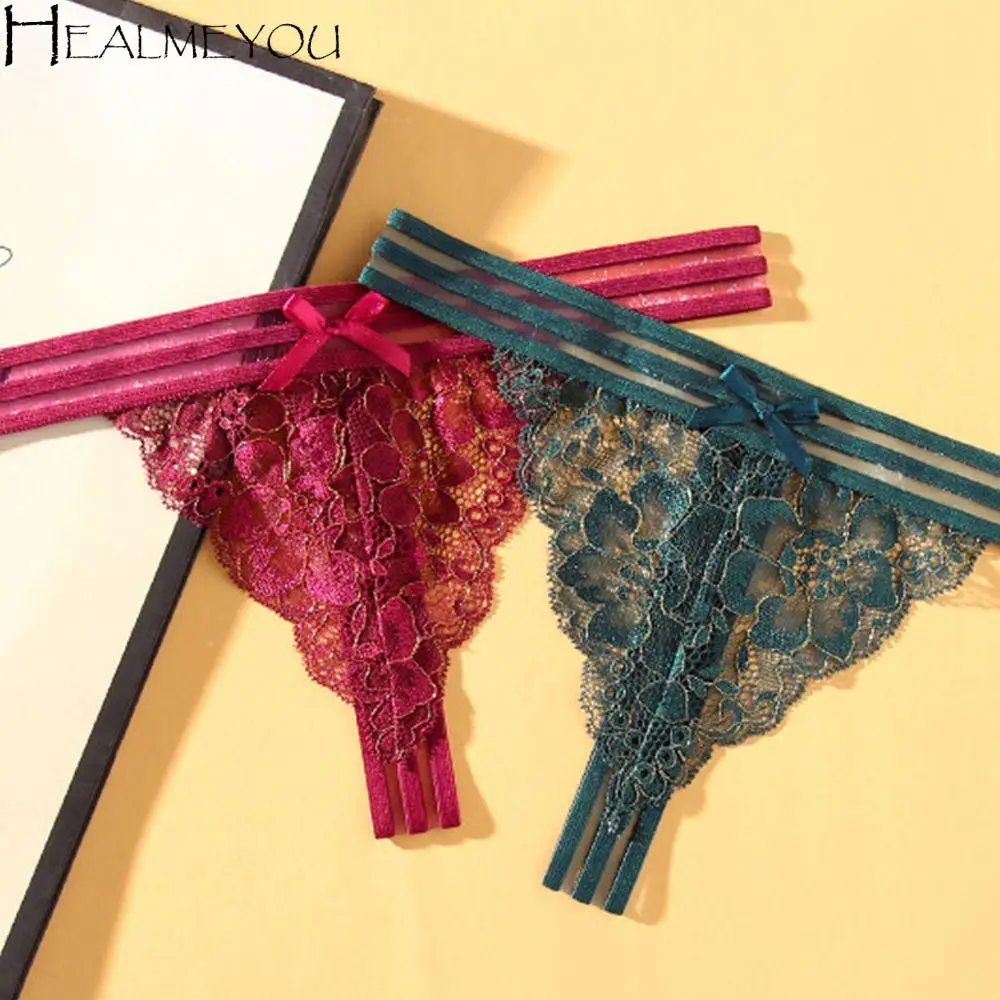 

Flower Print Fashion Design Embroidery G-String Low-Waist Thong T-Shaped Panties Korean Style Underwear Women Lingerie