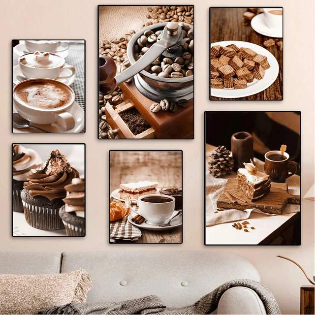 모던 카페와 아늑한 침실을 위한 커피 아트 머신 포스터: 감성적 매력을 더하는 예술