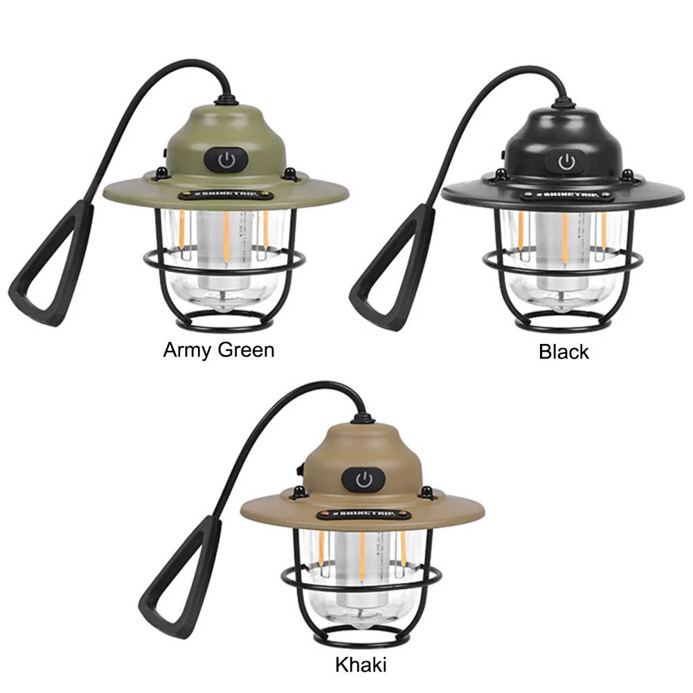 Camping Lamp LED Camping Lamp 1200mAh Emergency Light Lantern IPX4 Waterproof Retro Atmosphere Chandelier Stepless Dimming Fishing Hiking