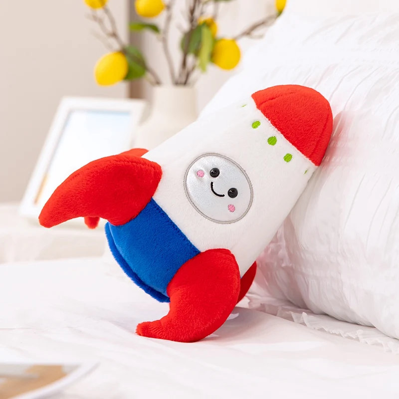 New Sale 18/27cm Plush Rocket Toy Stuffed Spaceship Throw Pillow Soft Decor Birthday Gift Space Discovery Educational For Kids