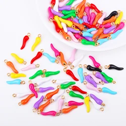 20Pcs/Lot High Quality Multi Color Enamel Chili Pepper Charms For DIY Jewelry Making Earrings Keychian Cute Pendants Craft