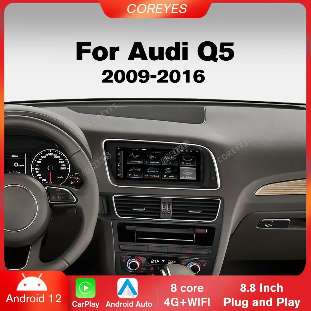 

COREYES 8.8" Car Carplay Radio Stereo 8+256G For Audi Q5 2009-2016 Left Hand Drive Multimedia Player Android Auto Touch Screen
