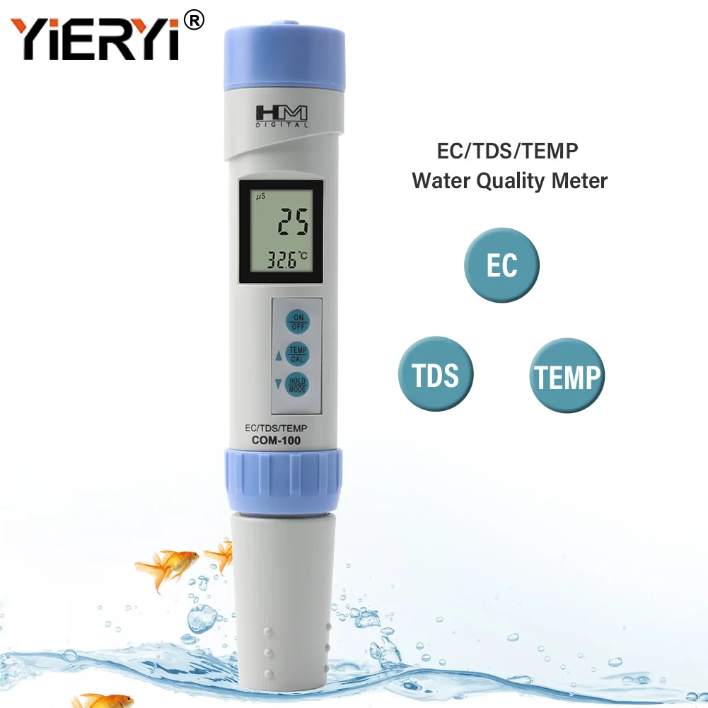

Yieryi New COM100 EC/TDS/TEMP Water Quality Meter High Precision Aquarium Pool Monitor Conductivity Detector Purity Tester Pen