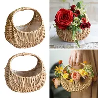 Willow Rattan Woven Basket Wicker Half Moon Storage With Handle Sturdy Small Flower Basket Flower Basket Picnic Container 2