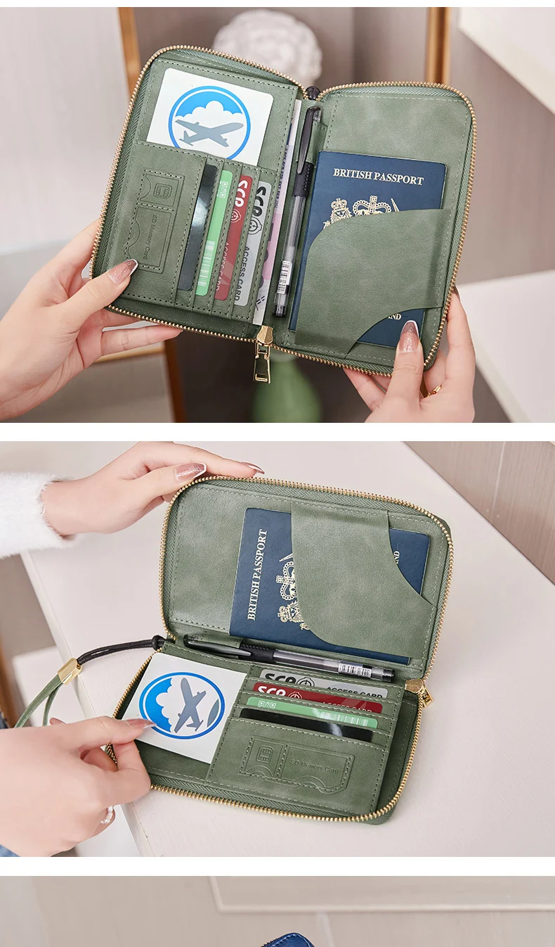 Modische und Tragbare RFID-Reisepasshülle aus PU-Leder Multifunktionale Kreditkarten- und Reisepass-Tasche Neutrales Reisezubehör – Detail 12