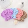 1Pc Microfiber Hair Drying Towels Head Wrap with Bow-Knot Shower Cap Hair Turban HairWrap Bath Cap for Curly Long Wet Hair Gift 2