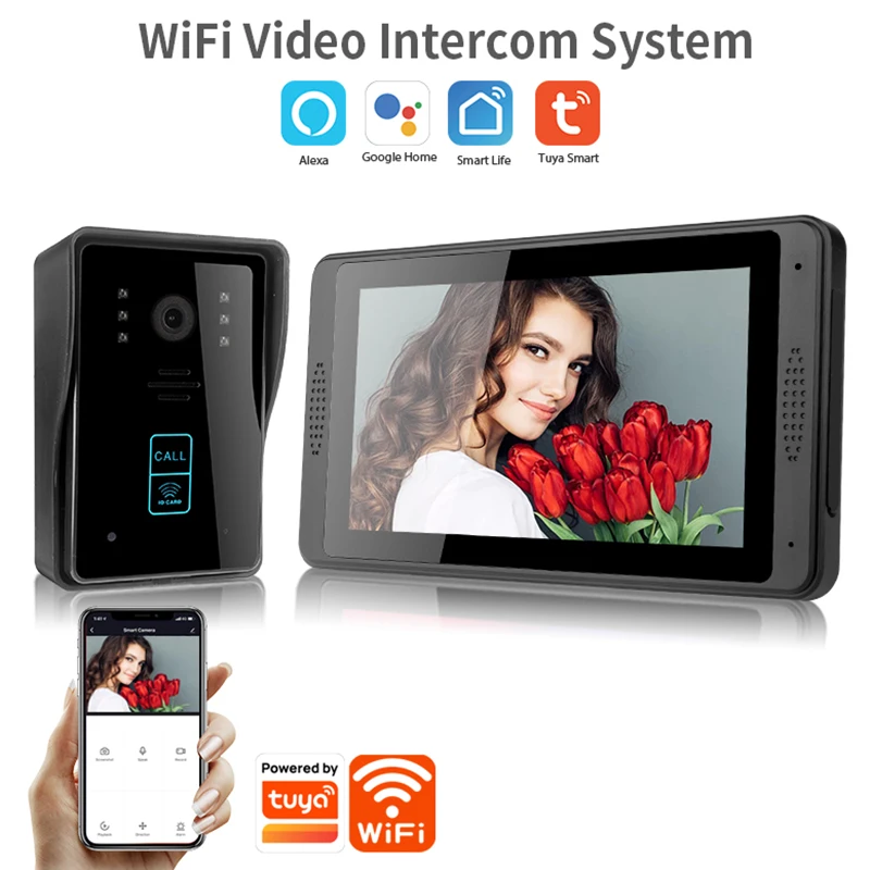 Tuya Smart Wifi Video Campanello Citofono Domestico 1080P Rfid Wireless Door Viewer Camera Intercom Schermo Da 7 Pollici Motion Record