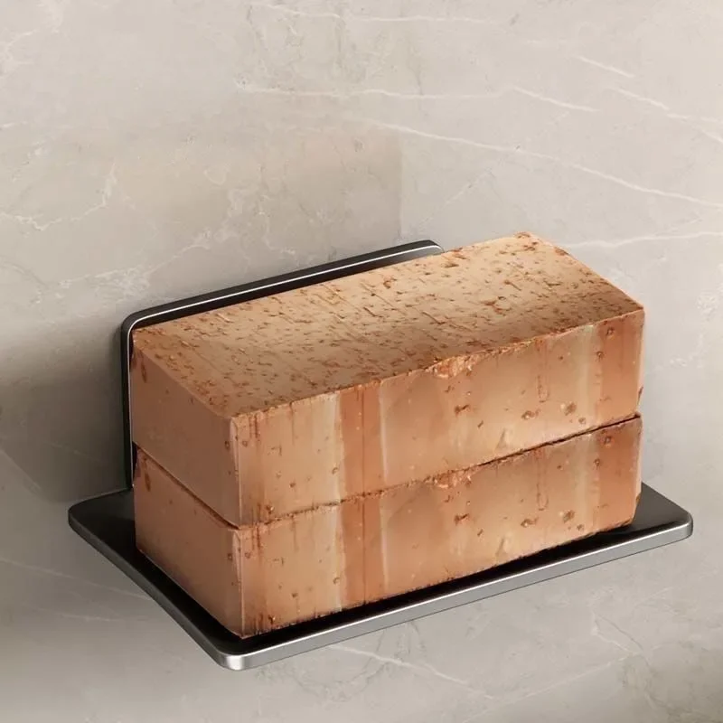 Bathroom stainless steel soap dish, non perforated wall mounted soap sponge holder, organizer accessories, kitchen soap holder