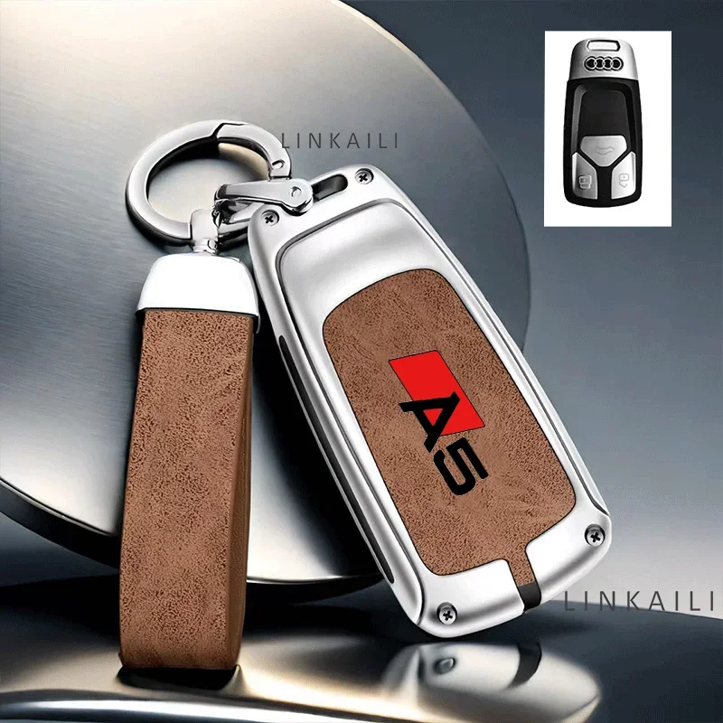 아연 합금 자동차 키 그립 보호대 케이스, 아우디 A5 8T S5 2016 2017 2018 2019 리모컨 장치 보호대 자동차 액세서리