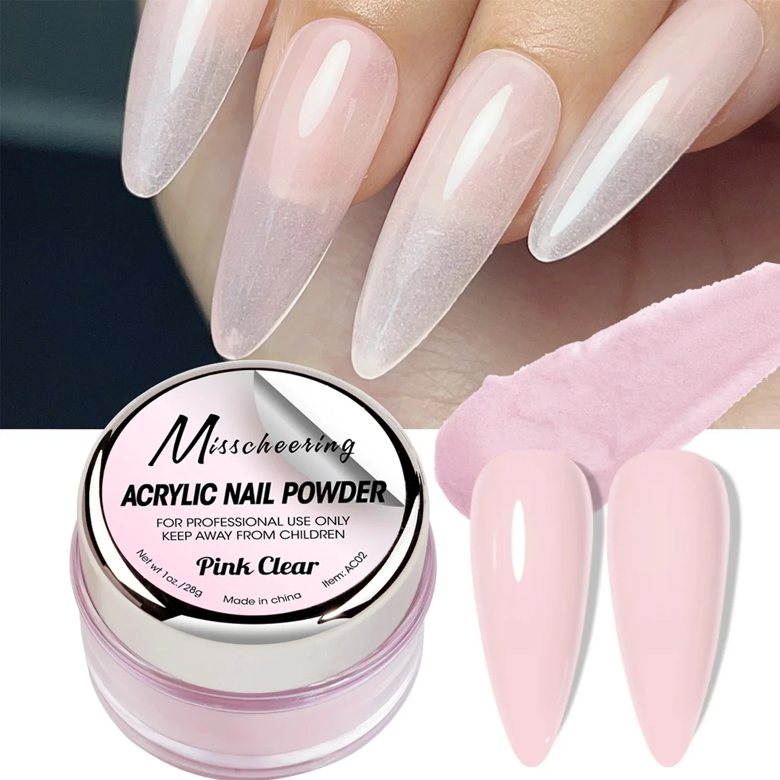 Nude / Pink / Ultra-pink acrylic powder for dipping and sculpting