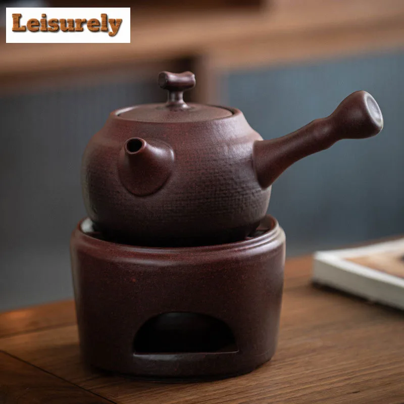 600ML Handmade Coarse Pottery Teapot Large Capacity Side Handle Pot Boiling Water Kettle For Charcoal Stove Kung Fu Teaware Gift