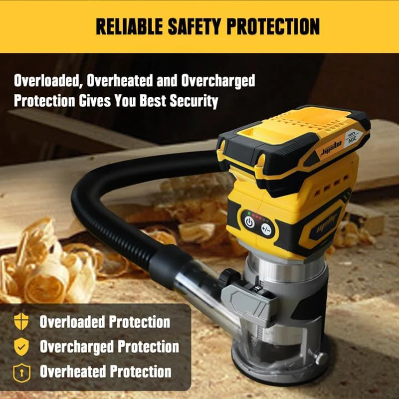 Wood Router Woodworking Tools Mellif Cordless Compact Router Brushless Palm Router Wood Trimmer For DeWalt 18V 20V MAX Battery No Battery