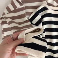 Spring Kids Striped Long Sleeves T-shirt Toddler Girl Loose Bottoming Shirt Boy Baby Casual Tops Fashion Children Cotton Tees 4