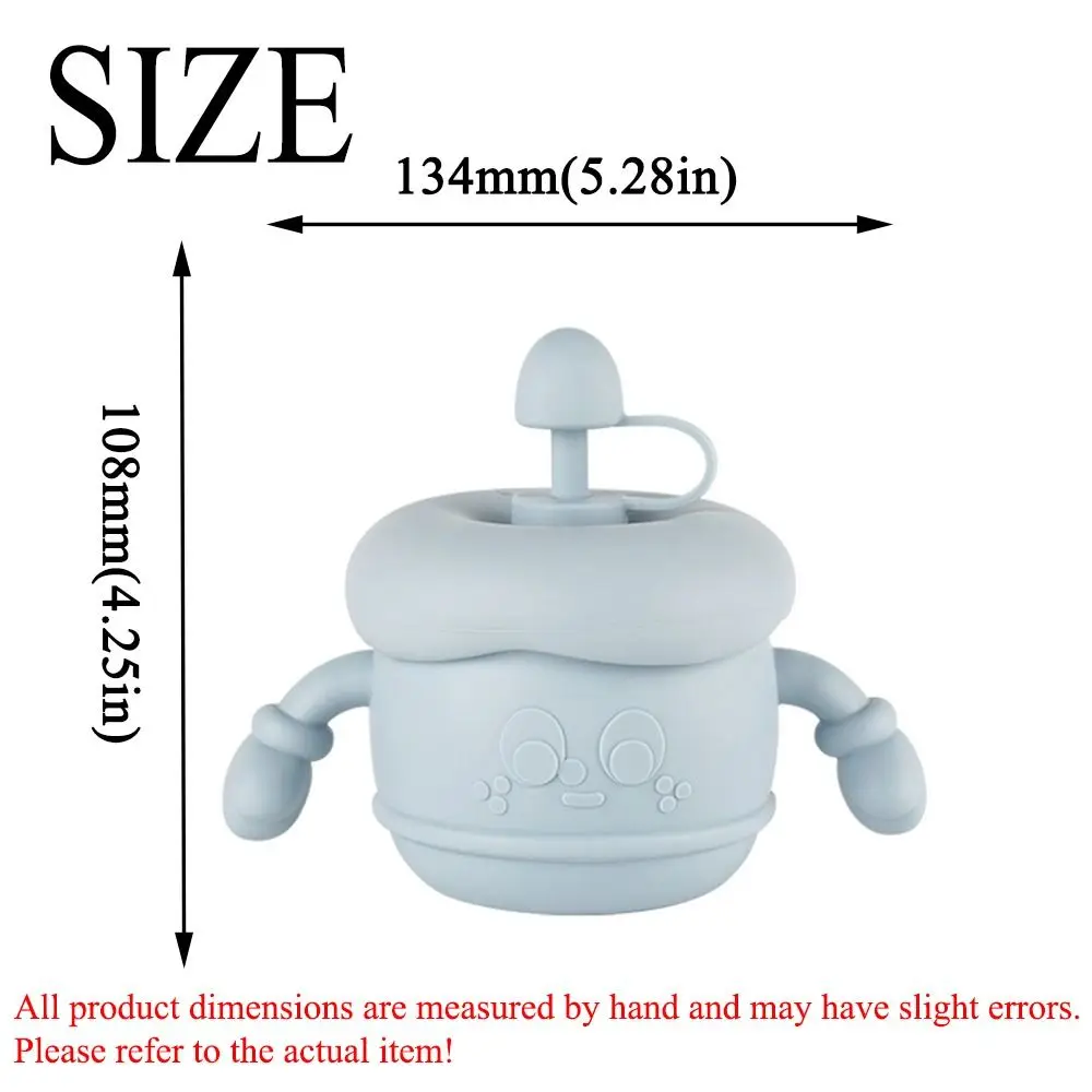 창의적인  훈련용 컵, 새지 않는 부드러운 실리콘 용 빨대 물병, 휴대용 이중 손잡이 용 빨대컵